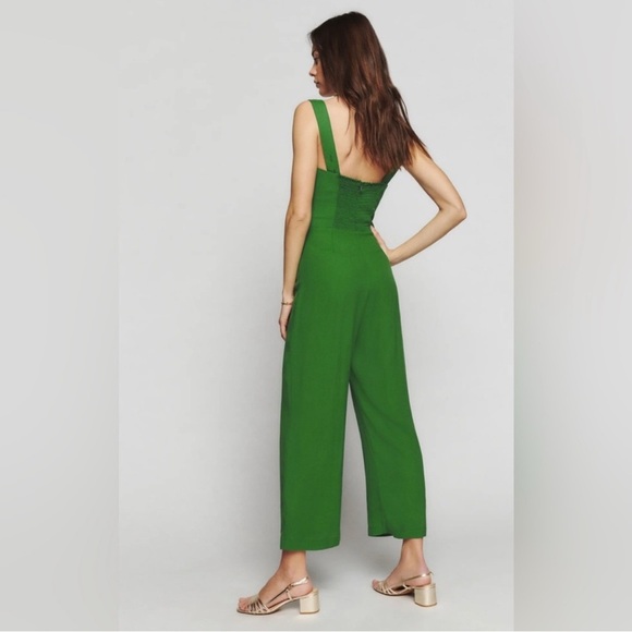Reformation Alva palm green jumpsuit size 12 - Picture 3 of 14